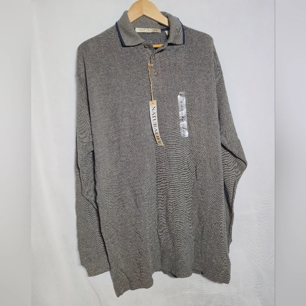 Natural Life Textured Long Sleeve Gray Shirt Sz L NWT